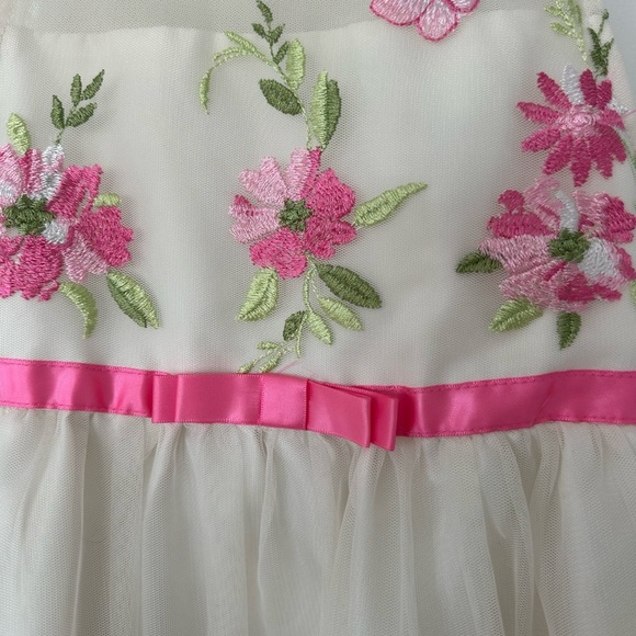 Jona Michelle Floral and Butterfly Embroidered Kids Dress with Pink - Picture 2 of 5